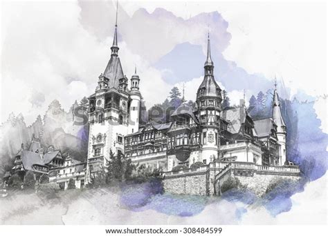 Old Castle Drawing Stock Illustration 308484599