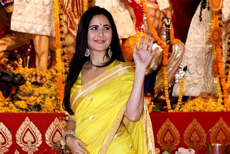 Katrina Kaifs Dazzling Yellow Saree From Durga Puja Celebrations