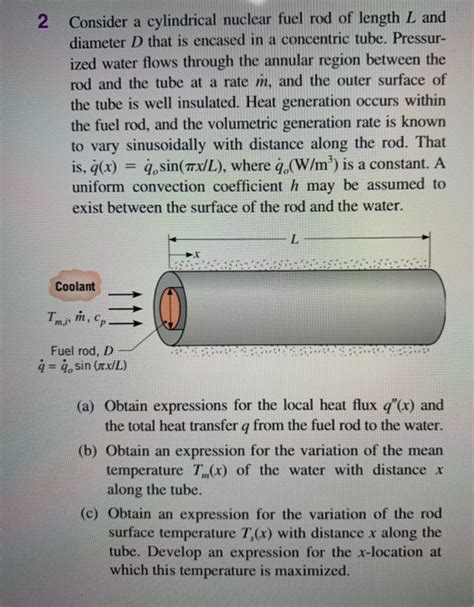 Solved Consider A Cylindrical Nuclear Fuel Rod Of Length L Chegg