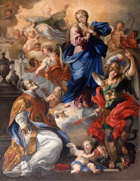 Solimena F Sec Xviii Dipinto Dell Immacolata Tra Santi Em