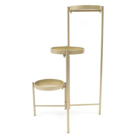 YIYIBYUS 35 43 In Tall In Door Outdoor Gold Metal Round Plant Stand 3