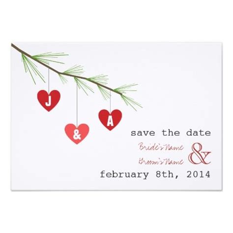 Pine Bough Hearts Valentine Wedding Save The Date Zazzle Wedding