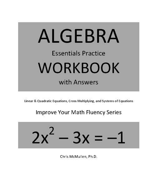 Algebra Essentials Practice Workbook With Answers Linear And Quadratic