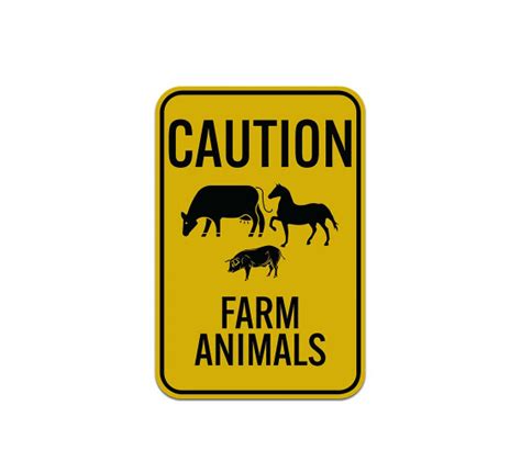 Caution Farm Animals Aluminum Sign Reflective