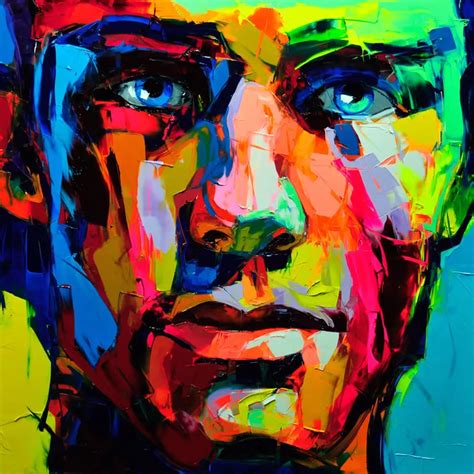 Handpainted Knife Oil Painting Wall Art Canvas Abstract Face Man