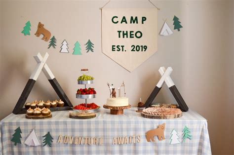 Camp Theo Happy Camper Birthday Party First Birthday Camping Theme