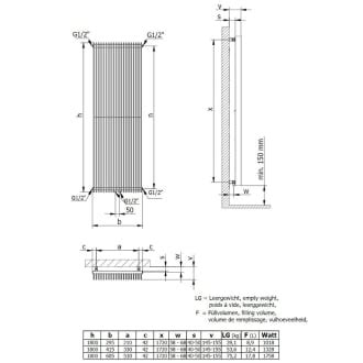 Hsk Sky Badheizk Rper Mit Mittelanschluss Unten X Cm