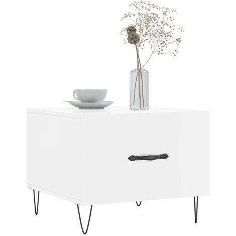 Table Basse Blanc Brillant X X Cm Bois D Ing Nierie