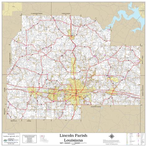 Lincoln Parish Louisiana 2020 Wall Map | Mapping Solutions