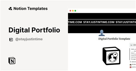 Digital Portfolio Template by STAYJUSTINTIME.COM | Notion Marketplace