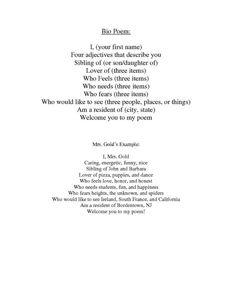 Bio Poem Template