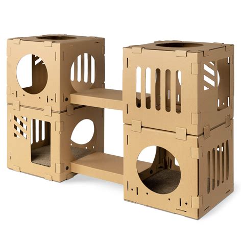 Navaris Modular Cardboard Cat House - DIY Corrugated Cardboard ...