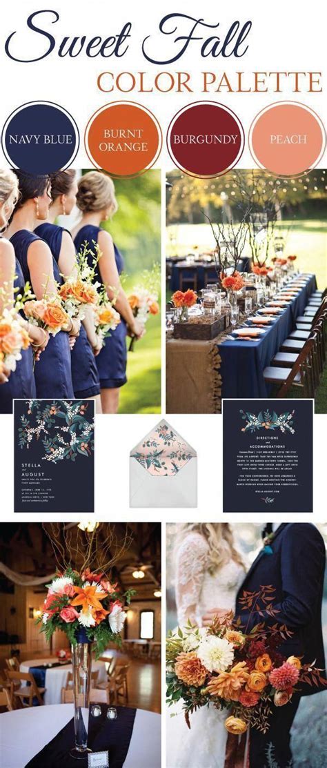 Navy Blue Burnt Orange Burgundy Peach Fallweddingdecorationsdiy Fall