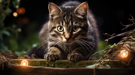 Premium AI Image | A cute cat in spider web