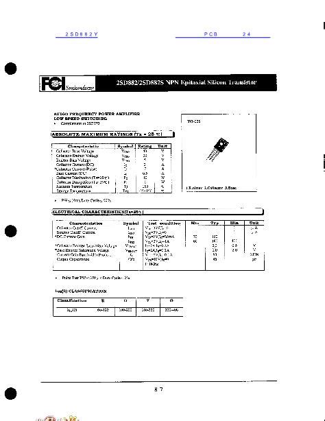 2SD882Y Datasheet PDF文件下载 芯片资料查询 维库电子市场网