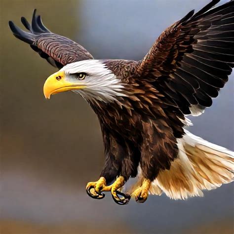 A Bald Eagle With A White Head And Yellow Feet Premium Ai Generated Image