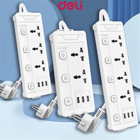 Deli 2M Universal Extension Socket Power Socket With independent Switch ...