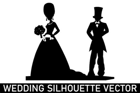 Premium Vector Wedding Couple Silhouette Vector Romantic Wedding