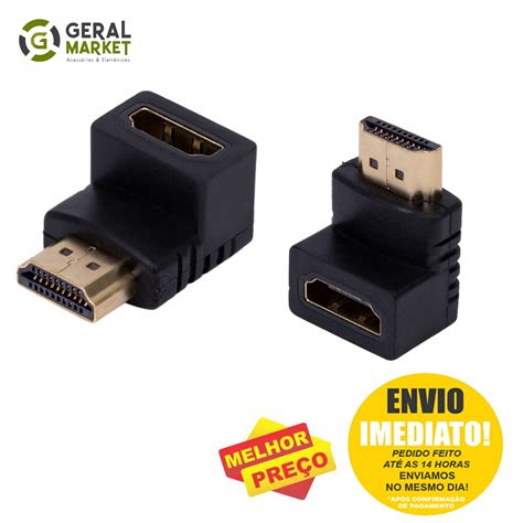 Adaptador HDMI 90 Graus em L Macho x Fêmea 1 4 para TV Parede