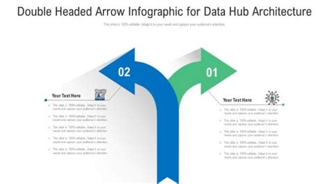 Double headed arrow infographic for data hub architecture PowerPoint ...