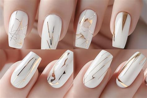 Premium Photo Modern French Tip Nails Style With White And Nude Gel