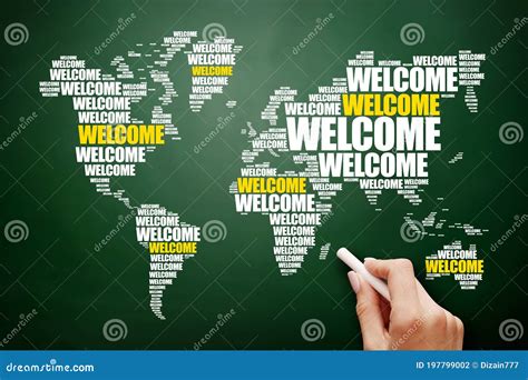 WELCOME World Map In Typography Word Cloud Business Conceptual