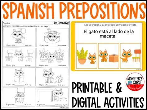 Spanish Prepositions Of Place Printables And Boom Cars Preposiciones De Lugar Teaching Resources