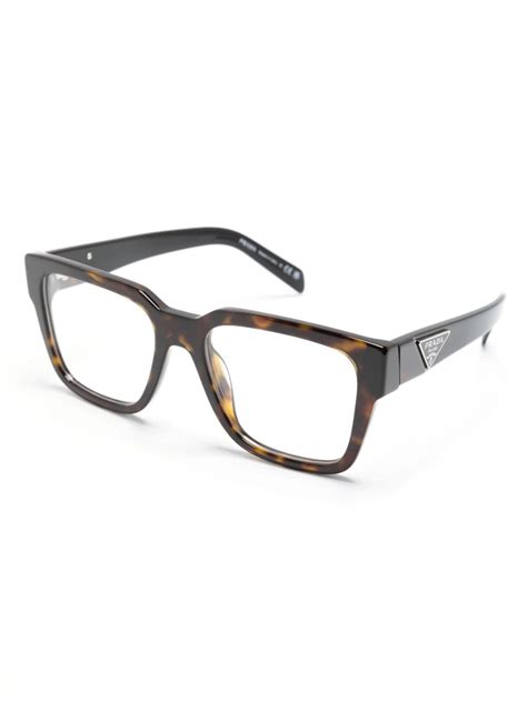 Prada Eyewear Enamel Logo Square Frame Glasses Farfetch