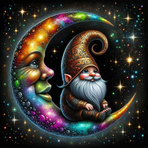 Solve Fred The Gnome Sitting On A Smiling Crescent Moon Jigsaw Puzzle