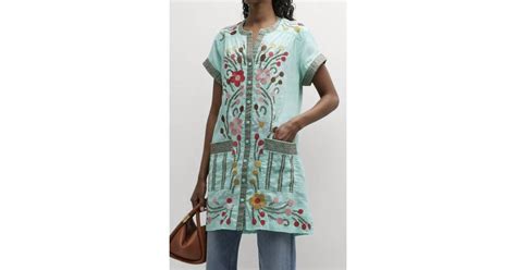 Johnny Was Joni Relaxed Pocket Weekend Tunic In Sea Blue in Green | Lyst