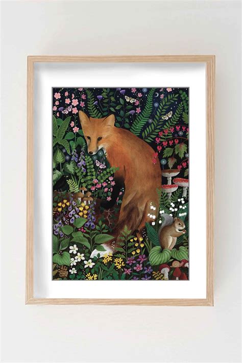 Fox At Night Art Print — Animal And Botanical Art Prints Canvases And