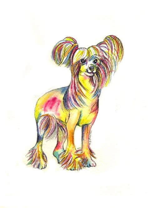 Chinese Crested Dog Art Original Watercolor Painting