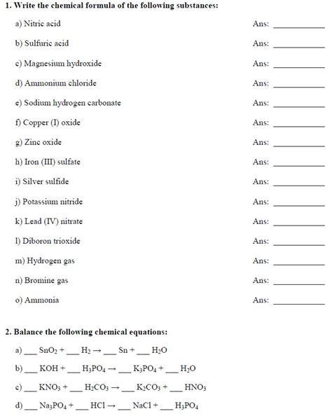 Writing Chemical Equations Practice Problems Tessshebaylo