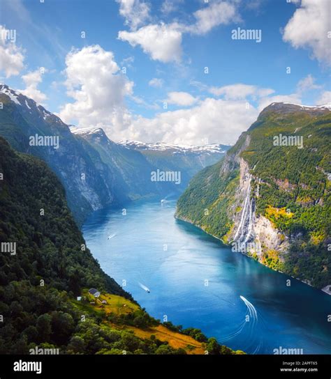 Breathtaking View Of Sunnylvsfjorden Fjord And Famous Seven Sisters