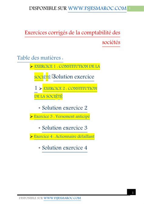 PDF Exercices corrigés de la comptabilité des sociétéscdn cms f