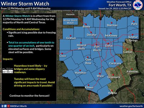 NWS Fort Worth On Twitter A Winter Storm Watch Is In Effect From 12PM