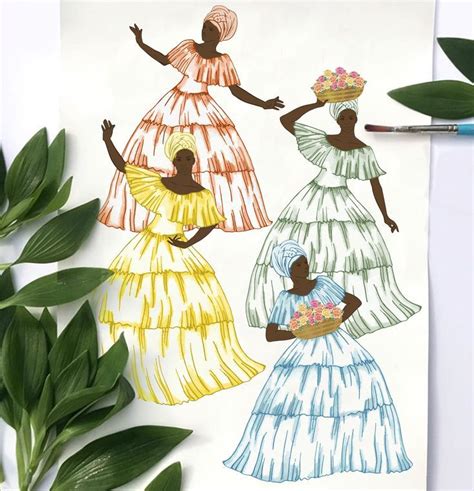 Desenho De Baianas Baianos Arte Da Frica Aquarela