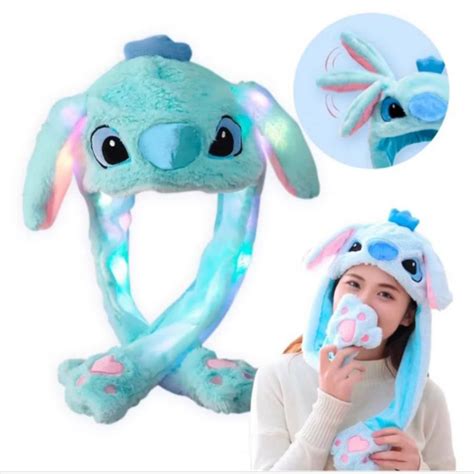 Touca Que Levanta A Orelha - Touca Stitch com Led Levanta a Orelha Flexível Pelúcia | Shopee Brasil
