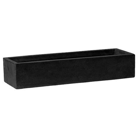 Potterypots Balcony Slim Low Small In W Black Fiberstone Indoor