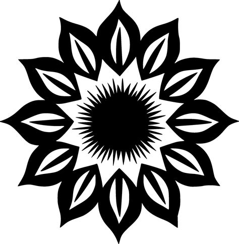 Sunflower - Black and White Isolated Icon - illustration 43056997 ...