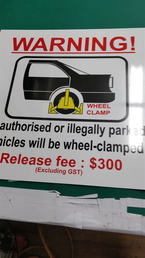 Wheel Clamp Signage Release Fee 300 Sg