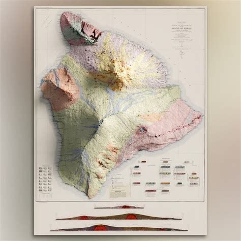 Island Of Oahu 1945 Usgs Geologic Map Topographic Shaded Relief Map Print Etsy