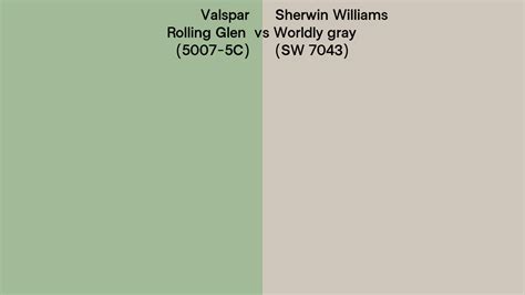 Valspar Rolling Glen 5007 5c Vs Sherwin Williams Worldly Gray Sw 7043 Side By Side Comparison