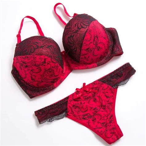 Bcd Dd E Cup Large Size Plus Cup Bra Underwear Lace Thong Lingerie Set