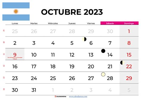 Calendario Octubre 2023 Argentina