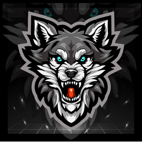 Diseño de logotipo de esport de mascota de cabeza de lobo Vector Premium