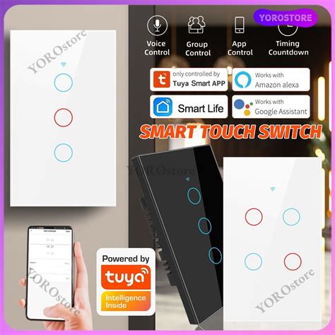 1 2 3 4 Gang TUYA WiFi 433MHZ Smart Touch Switch No Neutral Wire For