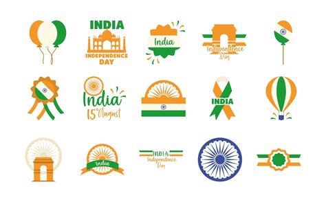 India Independence Day Icon Set 1437761 Vector Art At Vecteezy