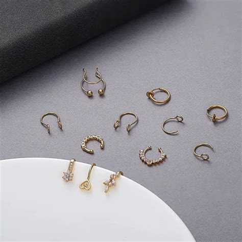 Dropship Fake Nose Rings For Women Men Stainless Spring Clip On Nose