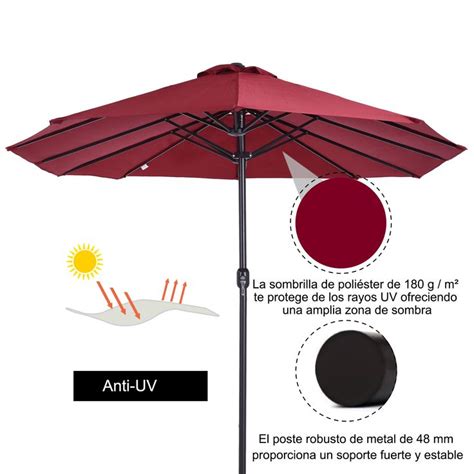 Outsunny Sombrilla Doble para Jardín 460x270x240 cm Parasol Grande con